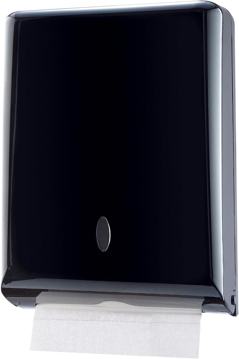 EnBath Commercial Paper Towel Dispenser Wall Mount, Holds 500 Multifold, Trifold, Z Fold, C Fold Hand Towels for Bathroom/Restroom, Office, Shop, or Home (Black) - Image 1
